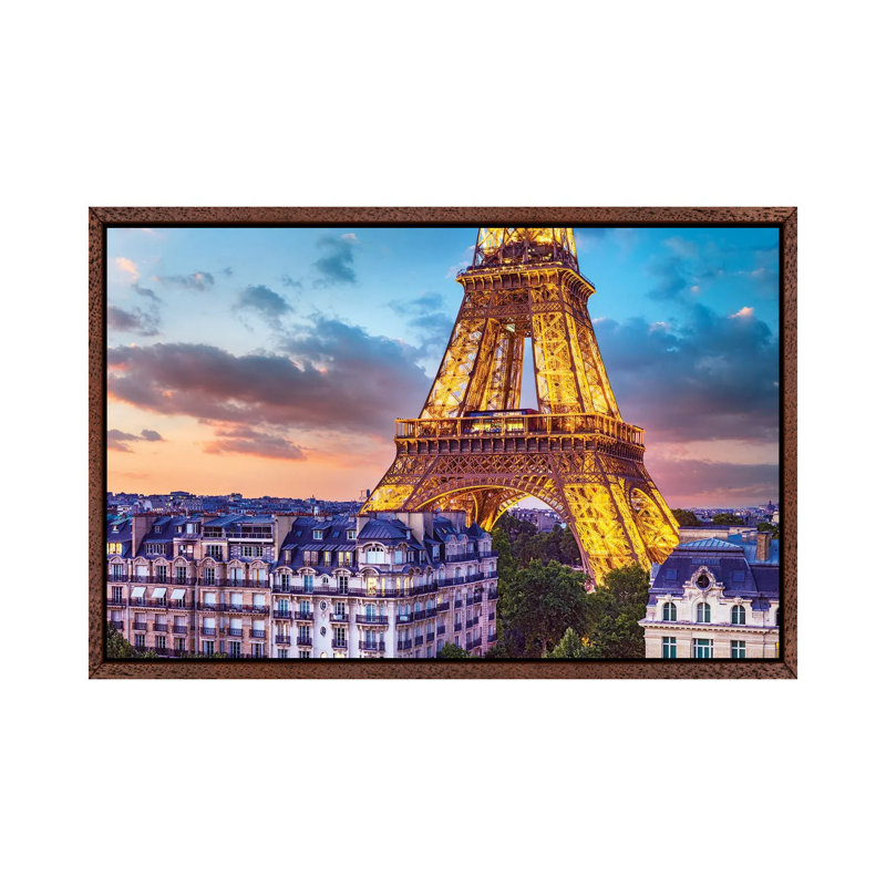 Romantic Night Eiffel Tower Paris 1 Piece Wall Art on Canvas, 101.6cm H x 152.4cm W x 3.81cm D