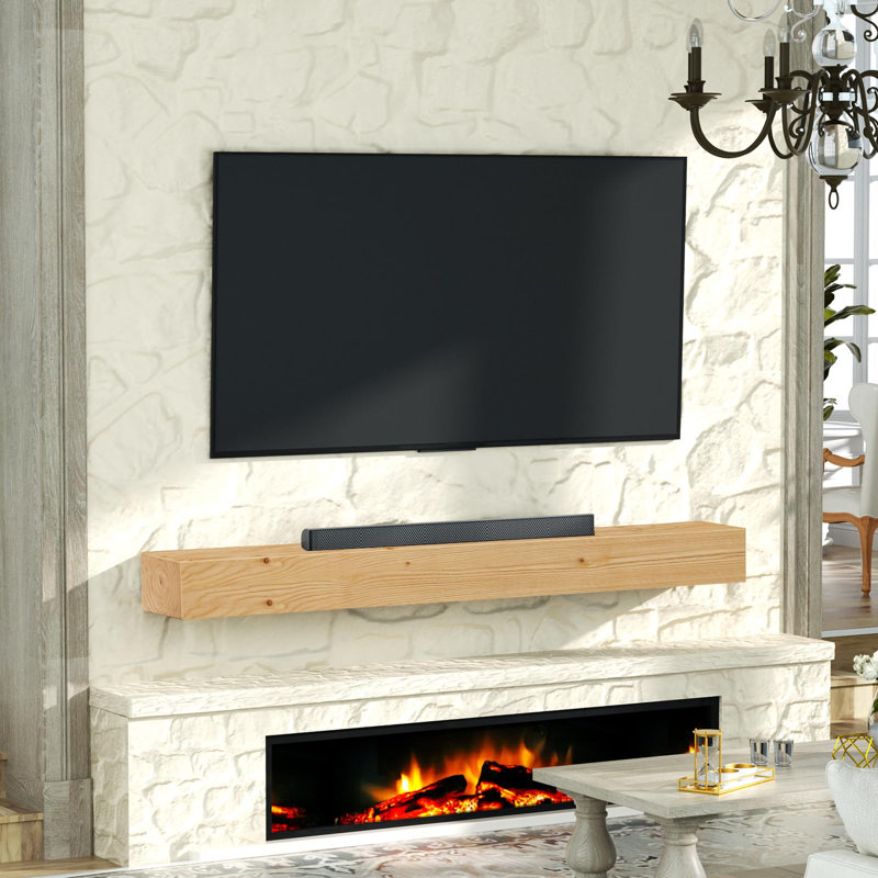 Cadre de cheminée en bois naturel - Tablette flottante de bricolage, H 6 po x l 72 po x P 8 po 