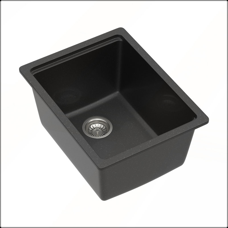 Évier de bar à quartz - Comptoir de cuisine en granite noir 15 x 20 po avec accessoires