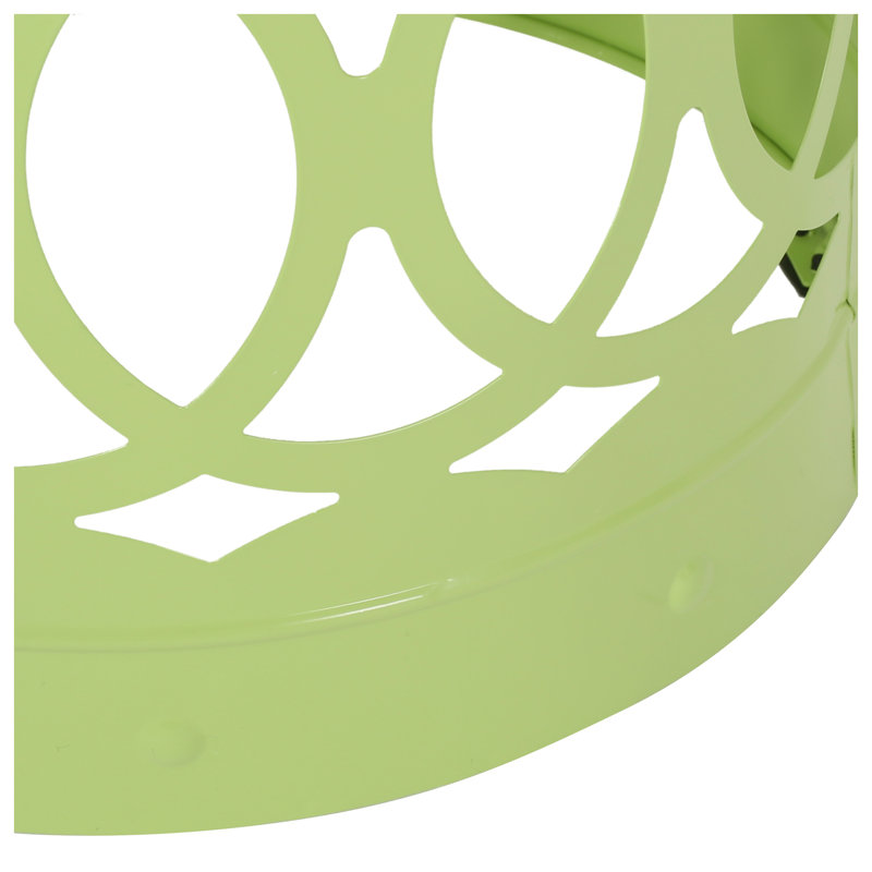 Ensemble de 2 tables d'appoint vertes en métal avec base cylindrique, Vert