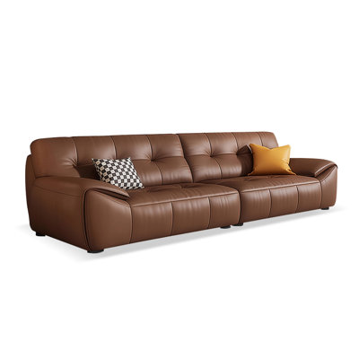Coffee Genuine Leather Modular Sofa cushion couch