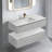 48" Floating Bathroom Vanity, Engineered Stone Top, 2 Soft-Close Drawers, Night Light, White/Green Finish-1779919237