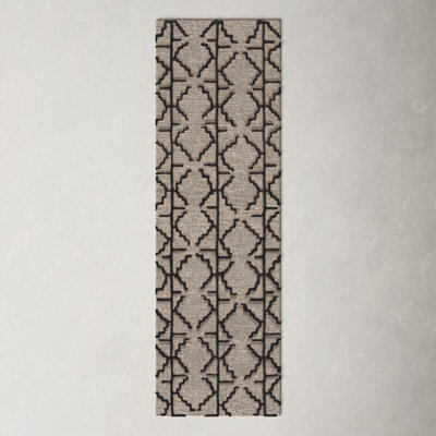 Tapis gris anthracite / gris en laine crocheté à la main Bryana