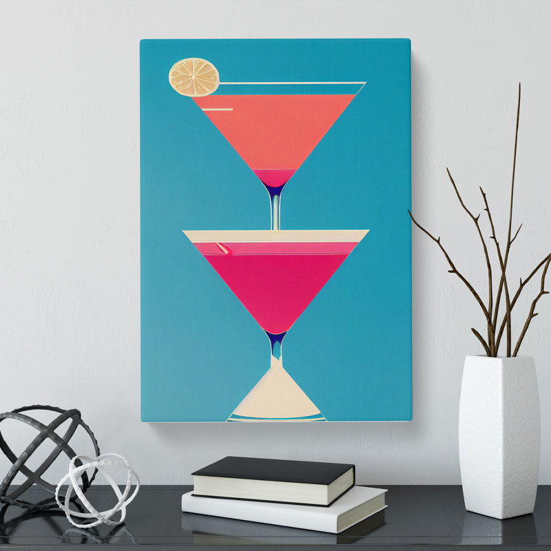Cocktail Geometric - Wrapped Canvas Print, 50cm H x 35cm W x 3cm D