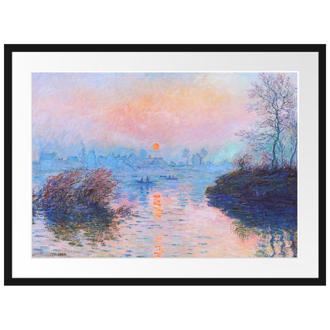 Claude Monet - Sonnenuntergang Auf Der Seine Im Winter - Im Bilderrahmen Mit Galerie-Passepartout