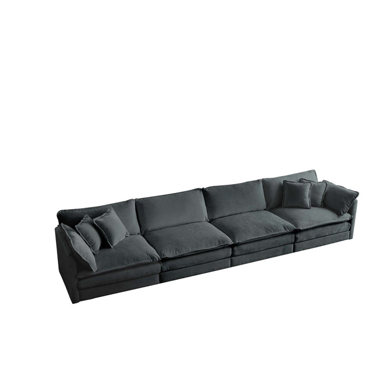 Free Combination Modular Sofa Couch, 33' H x 146.5' W x 35' D, Gris