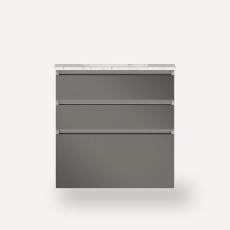 Curated Cartesian 31" Single Bathroom Vanity Set with Mirror, Gray Mirror, Silestone Lyra