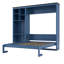 Grand lit escamotable avec bureau intégré et armoire de rangement multicouche, bleu