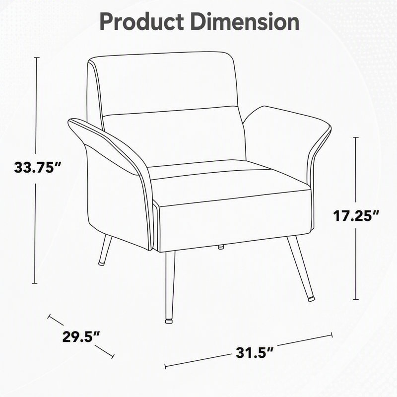 Fauteuil d'appoint contemporain avec pieds en métal noir et revêtement en similicuir, idéal pour les intérieurs modernes et offrant une assise confortable.