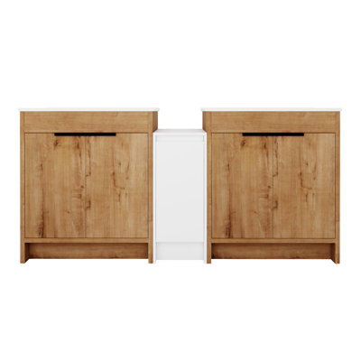 Freestanding Bathroom Vanity With Ceramic Sink And Storage Cabinets