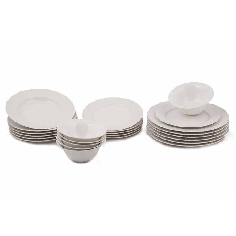 Service de table 24 pièces Adleigh, service pour 6, Blanc