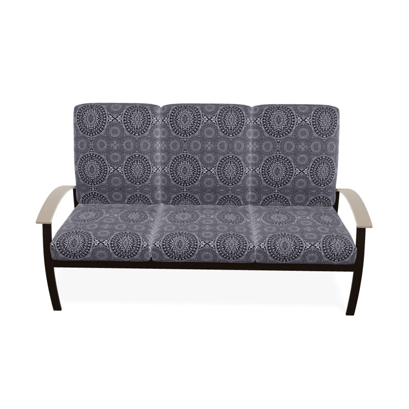 Askar 71.5'' Wide Powder Coated Aluminum Patio Sofa with Cushions, Textured Kona, Canvas Forest Green Sunbrella® Canvas