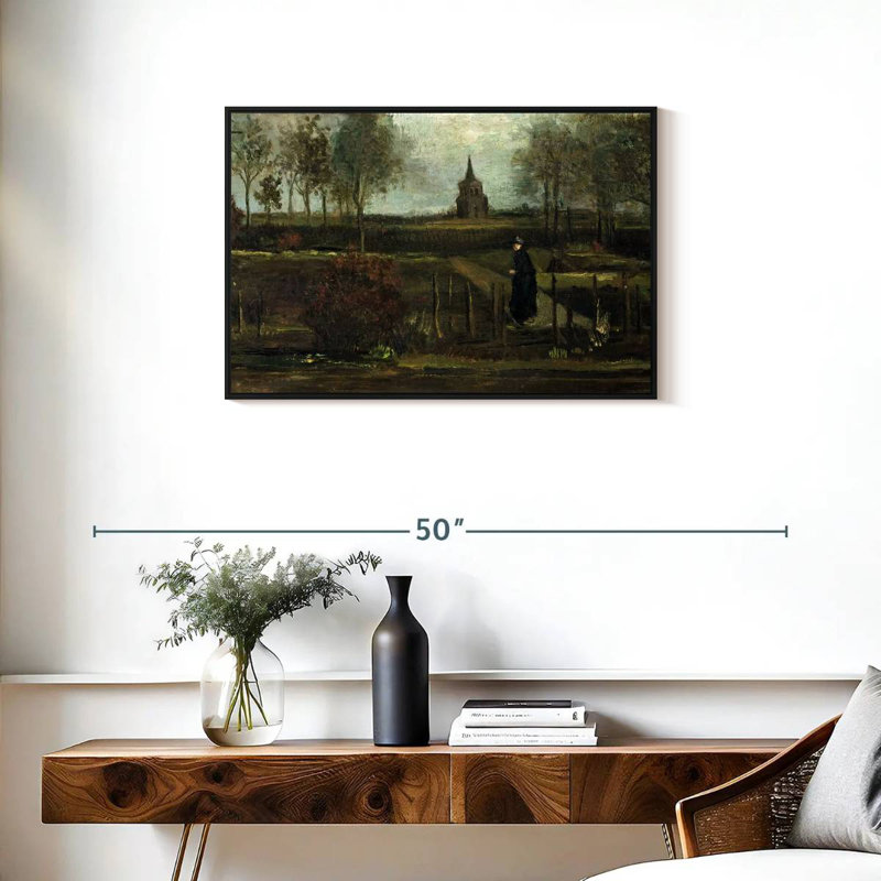 The Parsonage Garden At Nuenen, Floating Frame Black, 31" X 21"