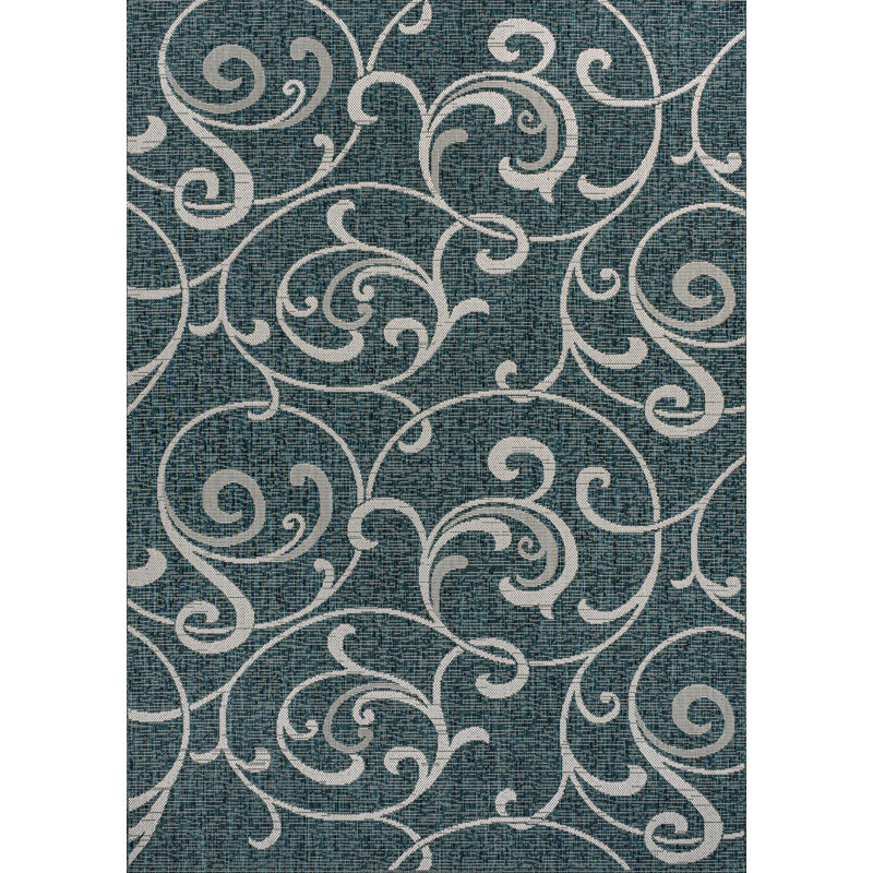 Tapis d'intérieur / extérieur à volutes et crème Maribel, Rectangle 5 pi 3 po x 7 pi 7 po