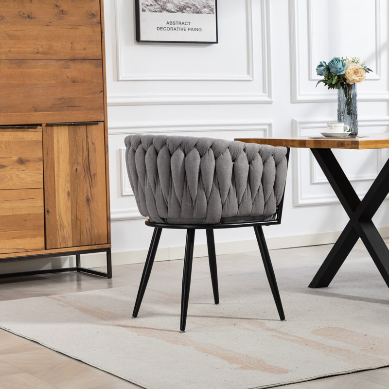 Polyester Upholstered Metal Upholstered Back Accent, Grey