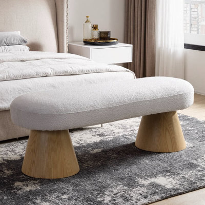 Banc de salle à manger pour la salle à manger, banc de chambre à coucher tapissé à l'extrémité du lit, repose-pieds Boucle pour le salon, pieds en bois avec tabouret de 64 po et capacité de poids de 300 lb