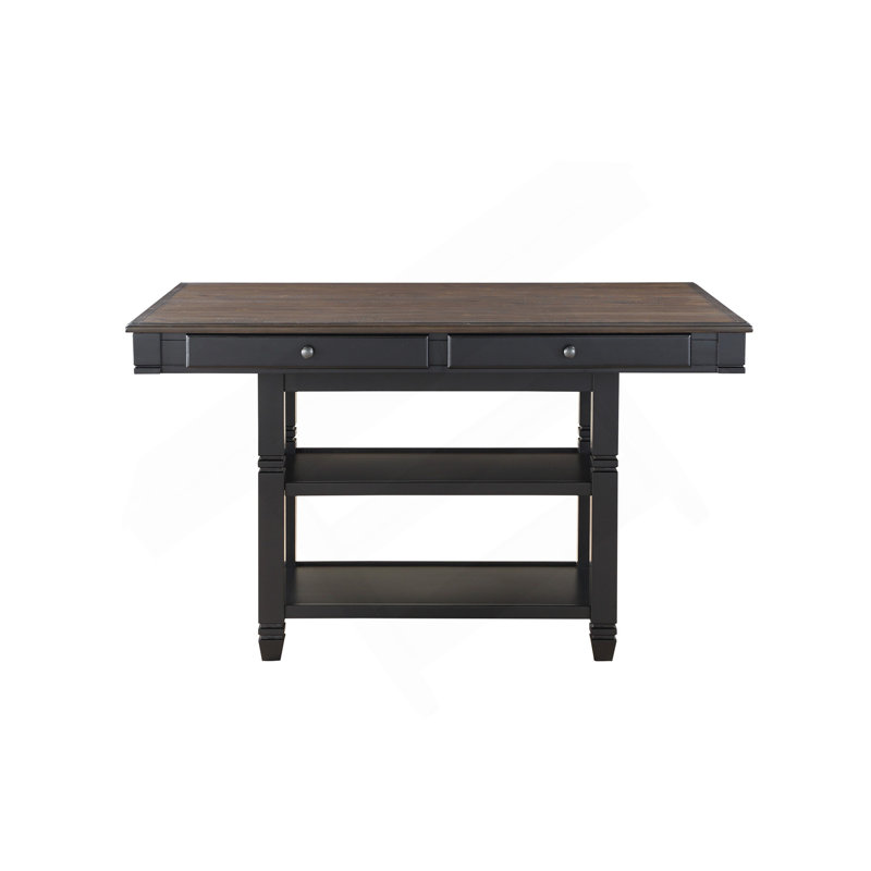 Ensemble de salle à manger à hauteur de comptoir 5 pièces de style transitionnel avec tablettes et 4 chaises à hauteur de comptoir à finition noire
