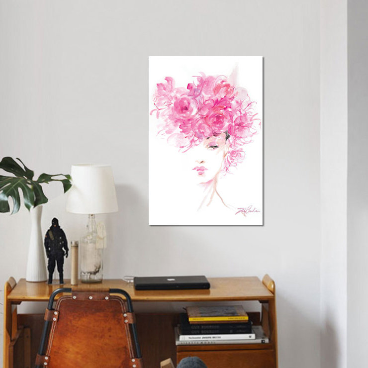 « lady rose », impression sur toile, H 12 po x l 8 po x P 0,75 po, Toile tendue, Pas de tapis