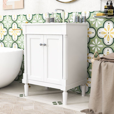 Meuble-lavabo simple 24 po avec plateau en céramique Sunde