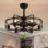 Ventilateur de plafond de style campagnard en cuivre noir classique avec ensemble d'éclairage et télécommande 