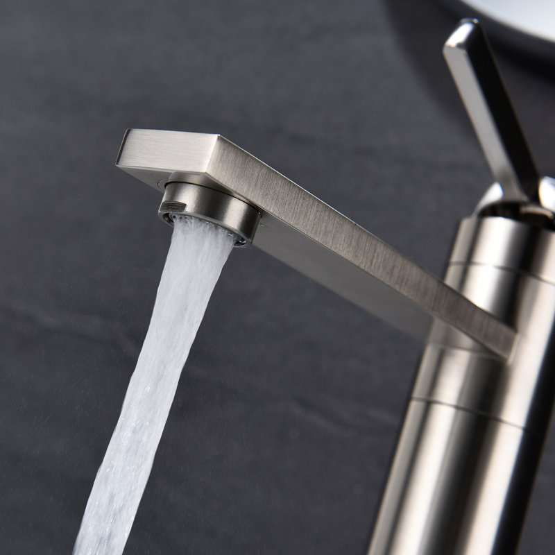 Single Hole Bathroom Faucet In Brushed Nickel, Stainless Steel, Spot-, Resists Water Spots And Fingerprints, One For Easy Regulation, Simple Rounded Lines Style Fingerprint,