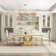 70.08" Rectangular Faux Marble Top Pedestal Dining Set