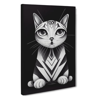 Striped Cat Abstract - Wrapped Canvas Print