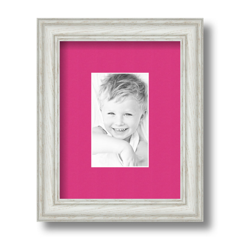 Off White Wood Picture Frame with Mat, Tulip