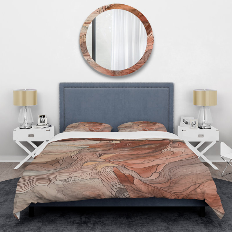 Chocolat Dreams Terra Cotta Watercolor - ensemble de housse de couette abstrait - microfibre de polyester