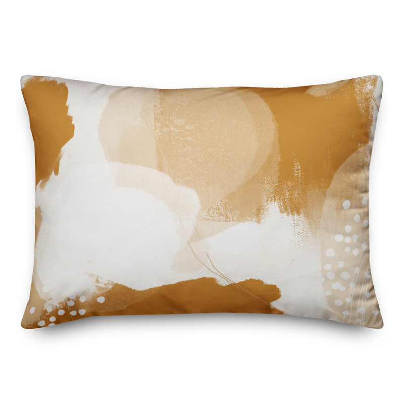 Coussin lombaire intérieur / extérieur abstrait, Orange / Jaune