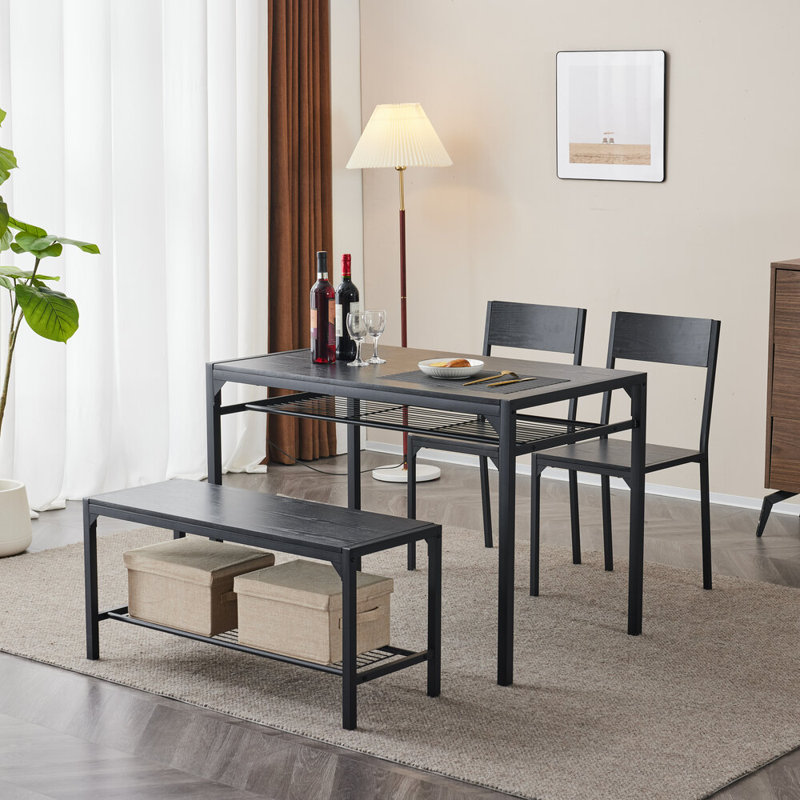 Bryleah 4 - Person Four Leg Dining Set, Black
