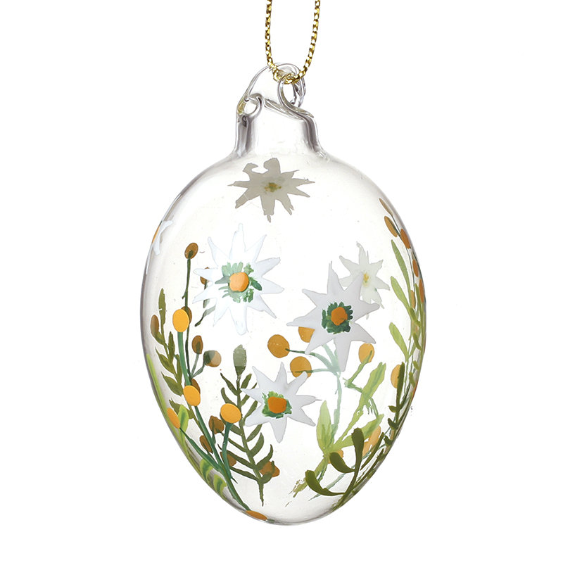 Yellow Flower Hanging Glass Egg