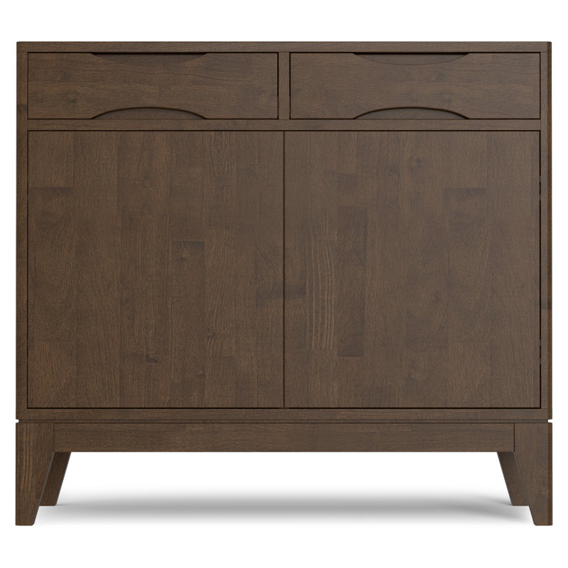 Walnut Brown Solid Wood Freestanding Office Cabinet with Adjustable Shelving