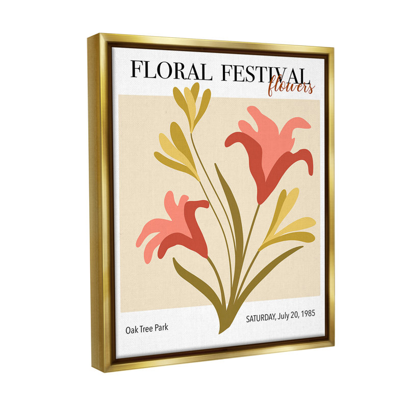 "Floral Festival Abstraction Floater Frame" par Regina Moore sur toile, Cadre flottant métallique doré, H 31 po x l 25 po