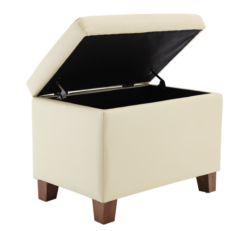 Borchert Faux Leather Ottoman, Cream Faux Leather