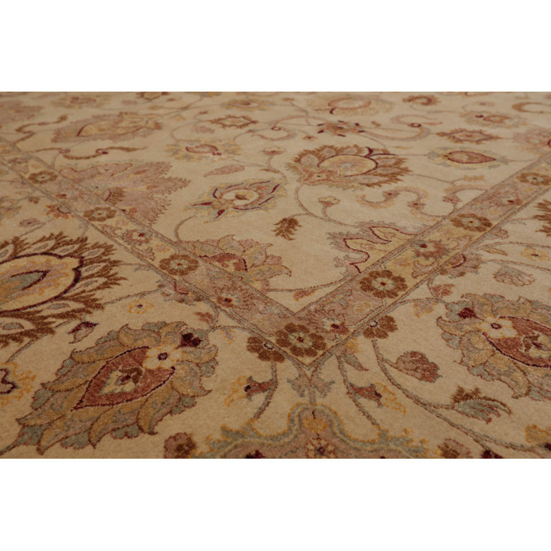 Tapis oriental brun / brun clair / turquoise / doré en laine noué à la main de conception unique 8 pi x 10 pi 350 KPSI