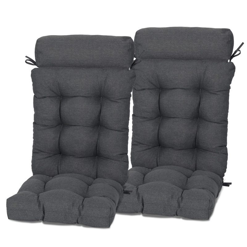  Tufted Rocking Chair Cushion, Set of 2, Dark Gray