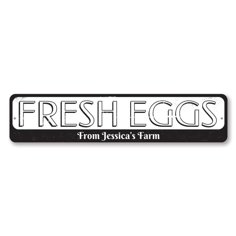 Fresh Eggs Aluminum Sign, 6" H x 24" W x 0.06" D