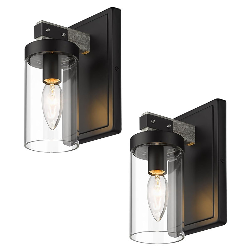 Éclairage pour meuble-lavabo à intensité variable Cessa, Noir / bois foncé, 3