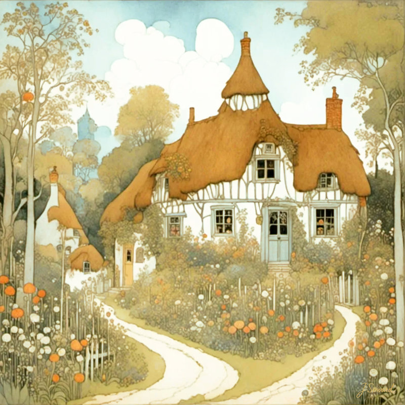 "Charmante balade" - Vélo rouge avec fleurs sur toile, art mural