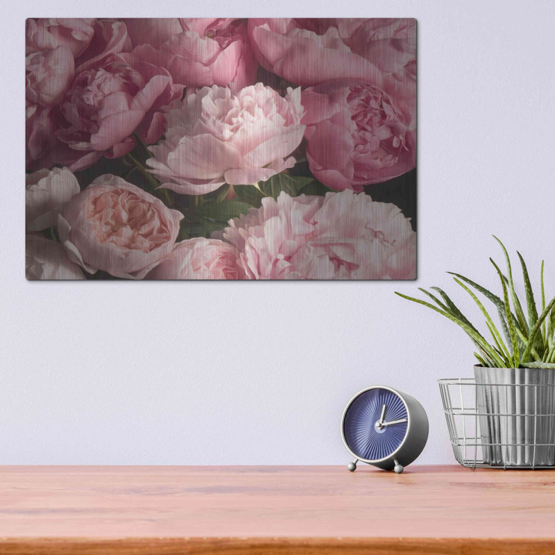 «Red Petel Studio» «Pink Petals» par Leah McLean, art mural en métal, H 12 po x l 16 po