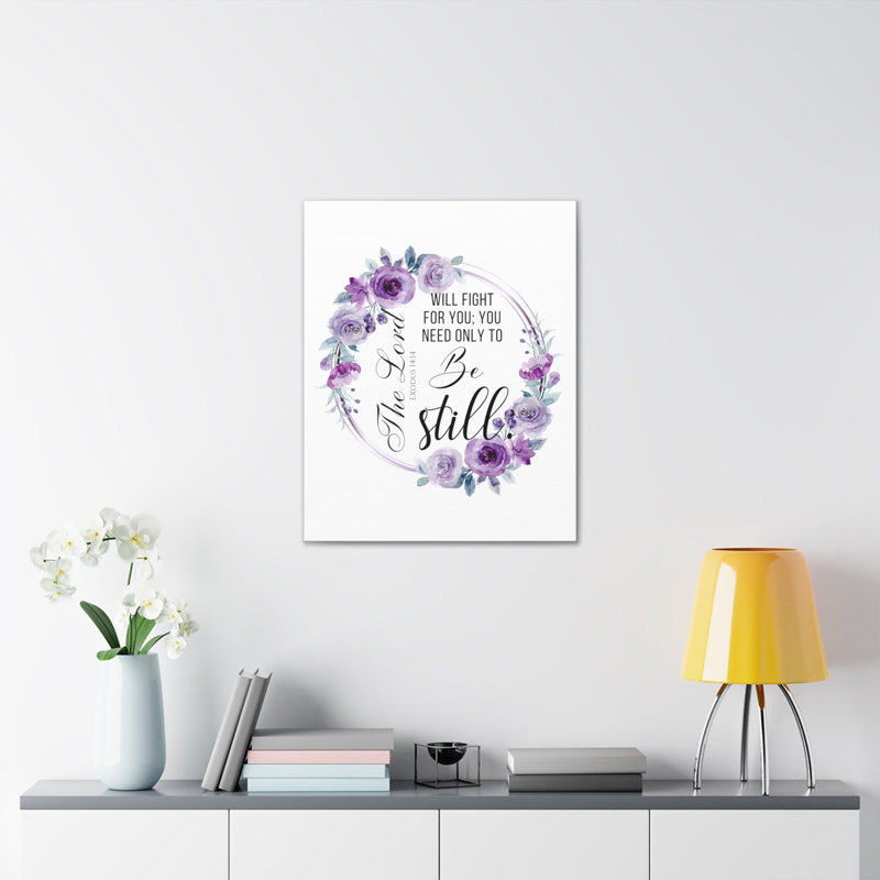 Exode 14: 14 «Be Still» verset biblique sur toile, art mural chrétien, H 16 po x l 12 po