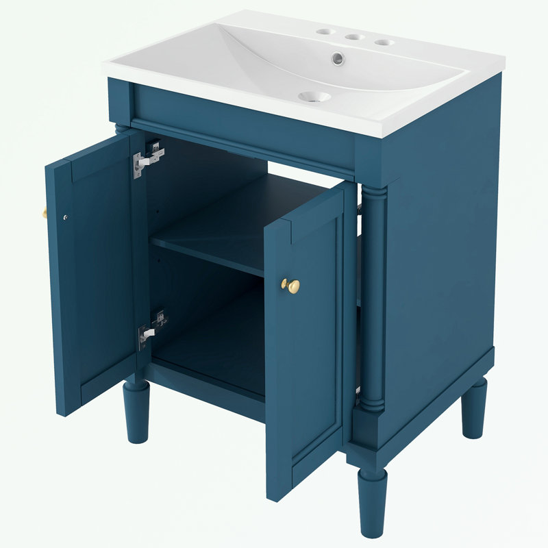 Rangement pour salle de bain Pollark, Bleu, Doré