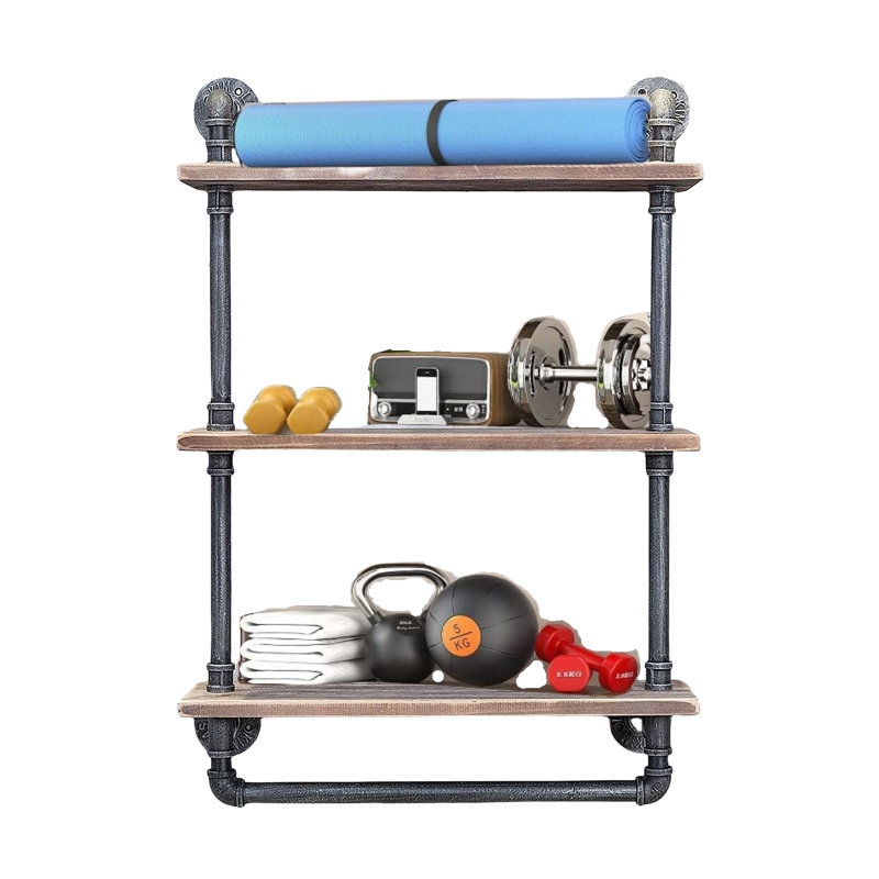 Industrial Pipe Shelving Rustic Bathroom Shelves With Towel Bar, 24" Pipe Shelf Wall Mounted, Farmhouse Bathroom Shelf Storage (3 Tier-24)