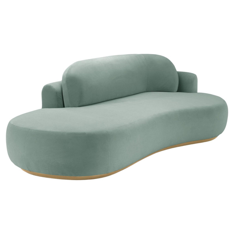 Canapé courbé sans accoudoirs de 96 po, Velours vert, Naturel