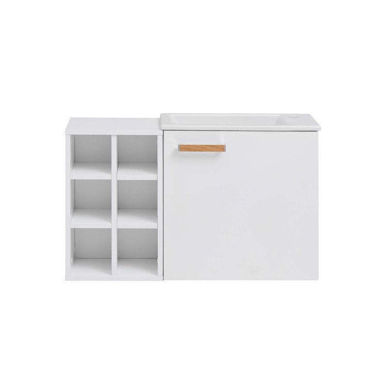 3-Piece Washbasin and Mirror Set for Guests, White