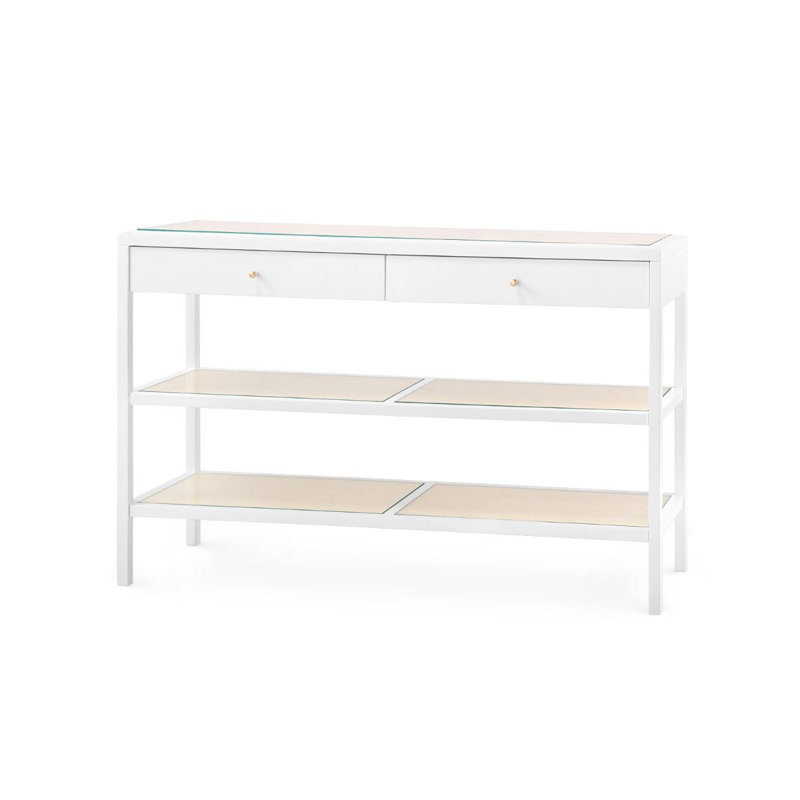 Caanan 48'' W Glass Console Table, Vanilla