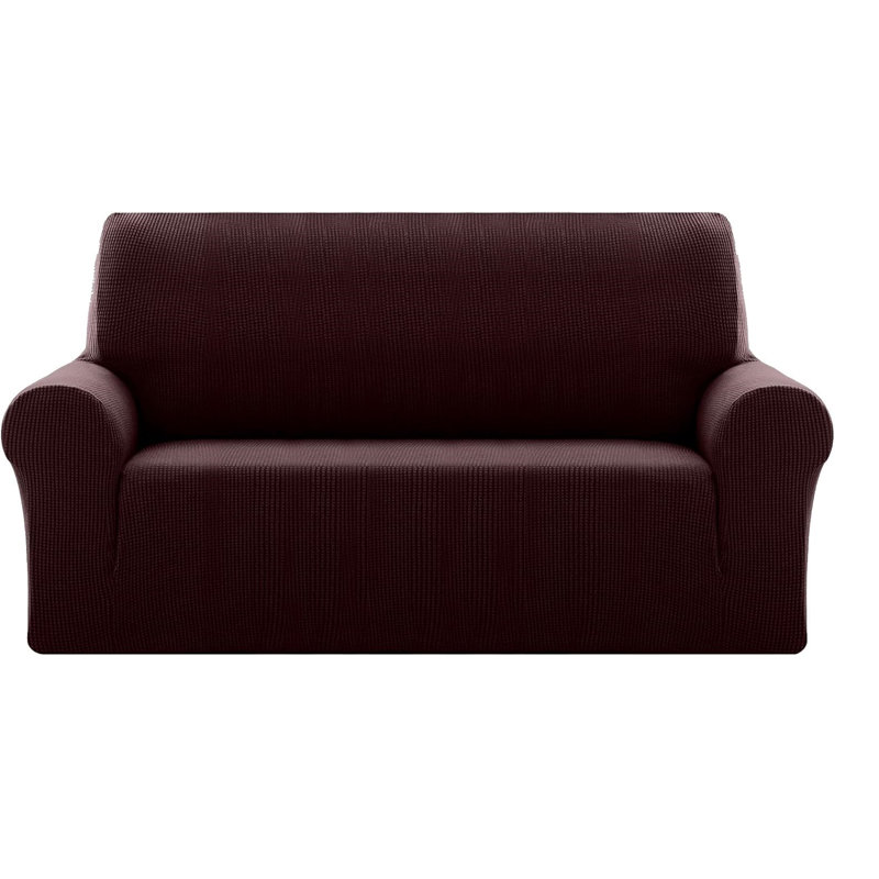Housse pour causeuse à coussins carrés épais texturé, Mélange de polyester café
