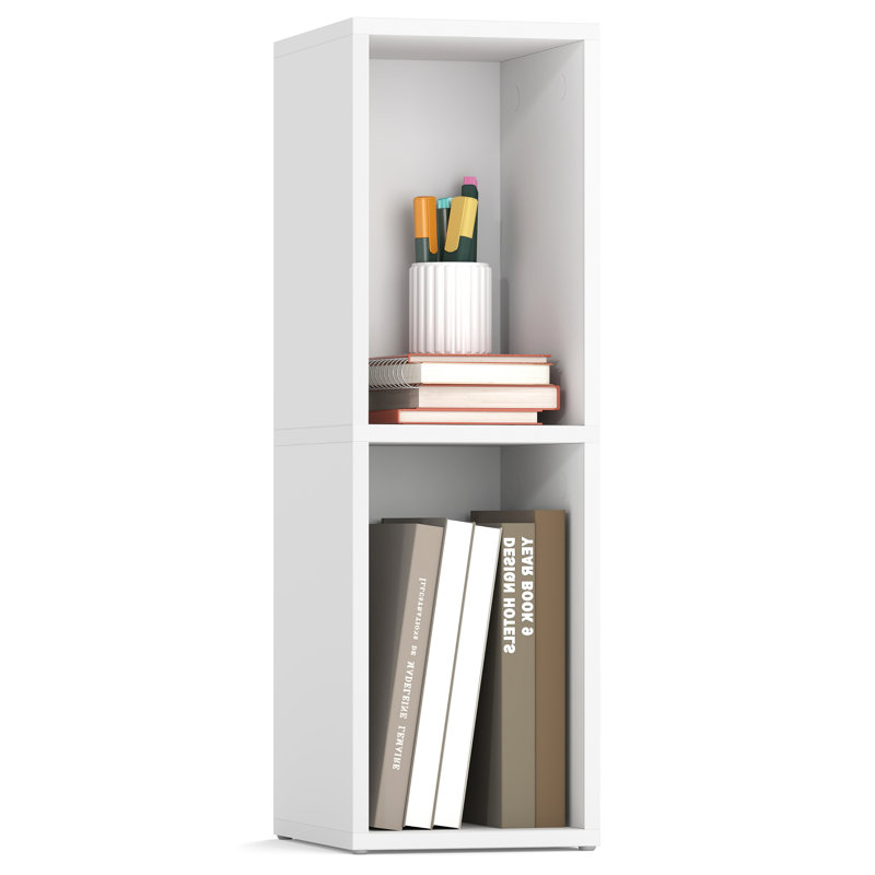 Bibliothèque à 2 niveaux, bibliothèque cubique, bibliothèque, pour salon, bureau personnel, salle à manger, Blanc