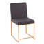 Chaise de salle à manger contemporaine à haut dossier en acier doré et tissu gris anthracite - ensemble de 2-2102585078